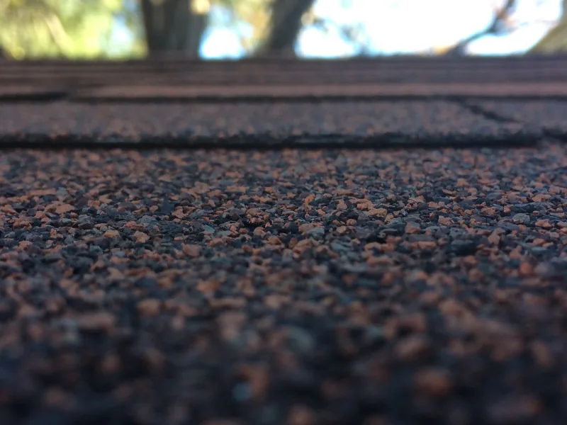 Close-up of granulated architectural asphalt shingles